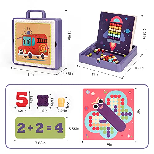 YuanLeBao Montessori Toy for Toddlers,Preschool Button Art Toy,Early Learning Board Toy-symbol,shape,graphic,math card,puzzles,Educational Toys Color Recognition Games,STEM gift toys for kids aged 3-8