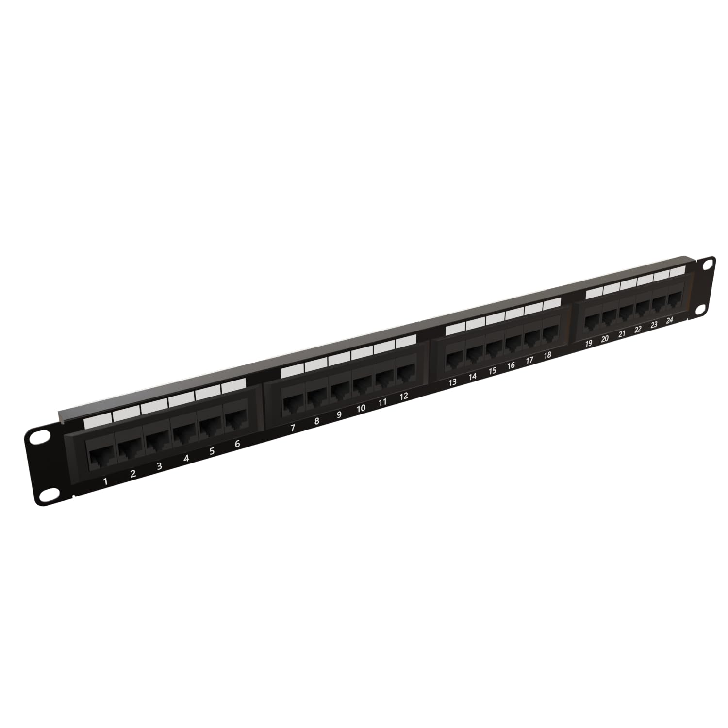 rhinocables - CAT5e Network Patch Panel | 24-Port RJ45 Ethernet Hub | Easy 19" Rack Mount | Suitable for Office & Home Network Management | Supports CAT5e & CAT6, CAT5e, 24 Port