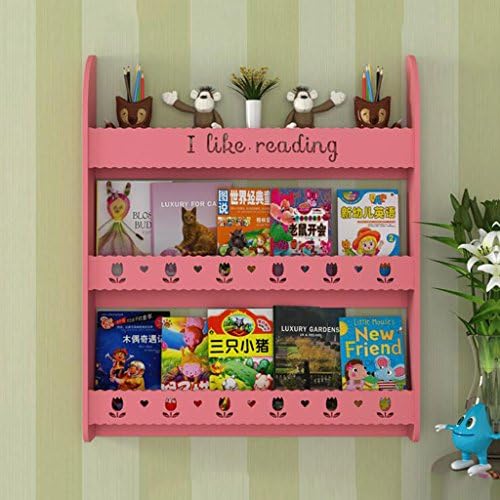 MLMHLMR Children's Bookshelf Wall Hanging Three-tier Bookcase Simple Savings Cabinet Books Album Book Frame Display Stand 95x80x12cm bookshelf (Color : Pink)