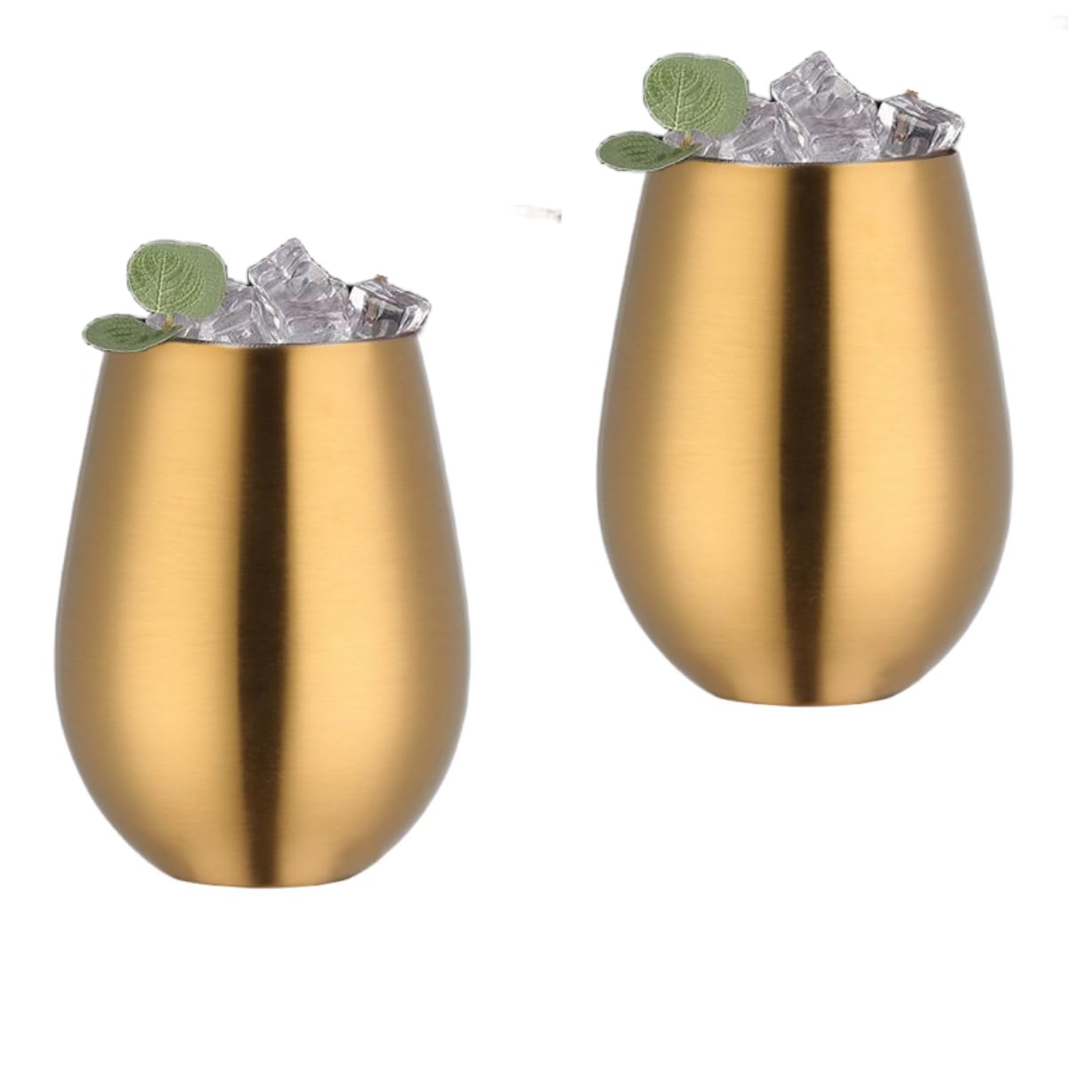 Photo 1 of JYJFGSFA 18 Ounces Gold Wine Glasses Set of 2, 18/8 Stainless Steel Stemless Drinking Cups for Cocktails, Durable 304 Stainless Steel Tumbler Wine Glasses Gift Essentials and Dishwasher safe