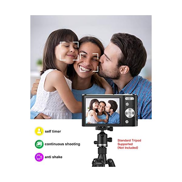 Vnieetsr Digitalkamera 2,7K Ultra HD Mini-Videokamera 44MP 2,8 '' LCD Wiederaufladbare Fotokamera mit 16X Digitalzoom… – Bild 5
