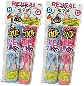 Baby Gender Reveal Color Smoke Stick Fountains 2 Blue and 2 Pink (2 Pink &amp; 2 Blue)