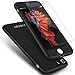 iPhone 7 Case, COOLQO Ultra-Thin Full Body Coverage Hard Plastic Matte Finish [Tempered Glass Screen Protector] 360 All Round Shockproof Hybrid Cover Skin for Apple iPhone 7 4.7 Inch (Black)