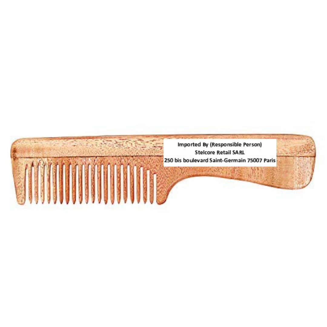 SVATV HANDCRAFTED NEEMWOOD COMB FOR DETANGLING HAIR FOR THICK, CURLY AND WAVY HAIR, NON-STATIC AND ECO-FRIENDLY WITH WIDE TOOTH FOR GROOMING HAIR COMB - (N-73)