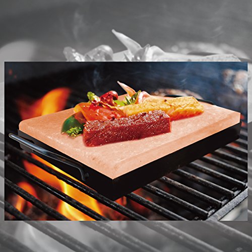 Himalayan Chef Pink Salt Cooking Plate 8" x 12" x 2" Block Cooking Salt Plate & Holder Set