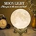 Mydethun 3D Moon Lamp with 7.1' Wooden Base - Mothers Day Gift LED Night Light, Mood Lighting with Touch Control Brightness for Home Décor, Bedroom, Gifts for Women Birthday - White & Yellow