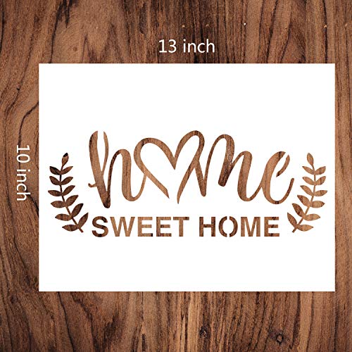 Agantree Home Sweet Home Stencils 13x9inch - Inspirational Word Stencils Template for Drawing Painting Spraying a Wood Floors Furniture Paper Window Glass Door Wall Sign