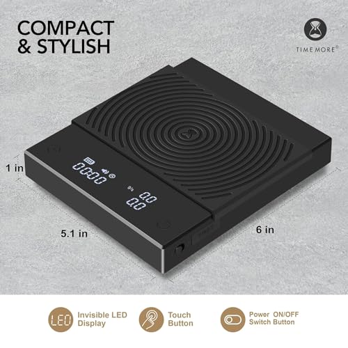 TIMEMORE Coffee Scale, Espresso Scale,Weigh Digital Scale with Timer,2000 Grams(Black)