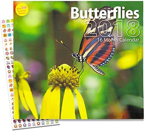 Deluxe Butterflies Calendar 2018 - Deluxe Butterfly Wall Calendar with Over 200 Calendar Stickers (12x12)
