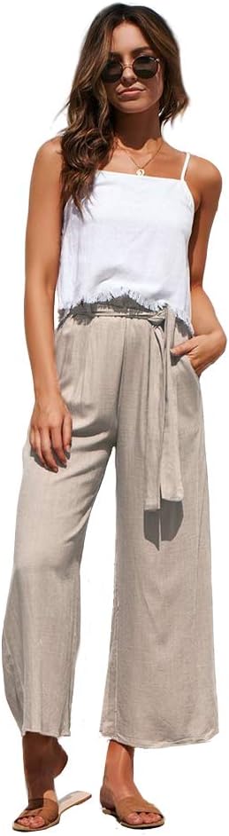 HARONAR Wide Leg Pants for Women High Waist Palazzo Loose Pants Casual with Belt
