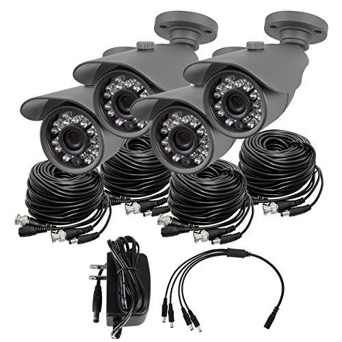 UPC 813076027341, R-Tech 1MP AHD 3.6mm Outdoor Bullet Security Cameras with IR - Pack of 4 with Cable