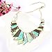 Fashion Green Enamel Bib Link Plaque Dangle Stick Necklace Stud Earrings Set