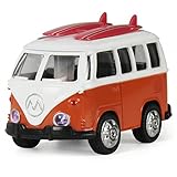 Surf Van with Surfboards on Top in Die Cast Metal Pull Back Play Toy Vehicles with Lights and Sounds - iPlay, iLearn (Orange)