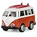 iPlay, iLearn Surf Van with Surfboards on Top in Die Cast Metal Pull Back Play Toy Vehicles with Lights and Sounds (Orange)