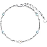 HPQQ Mustard Seeds Bracelet for Women Sterling Silver Natural Stone Bracelet Chain Link Beach Summer Jewelry Birthday Valentine's Day Gifts for Women Her