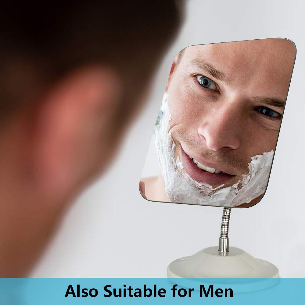 YEAKE Adjustable Flexible Gooseneck Makeup Mirror, 360°Rotation Folding Portable Desk Vanity Mirror with Stand Shower Shaving Cosmetic Mirror Square : Beauty