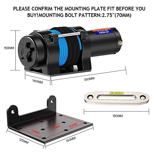 Anbull 12V 4500lb Electric Winch,Synthetic Rope ATV UTV Winch with Mounting Bracket/Wireless Remote Control for Towing ATV/UTV - Image 5