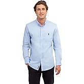 U.S. Polo Assn. Mens Long Sleeve Classic Fit 1 Pocket Solid Stretch Poplin Woven Shirt