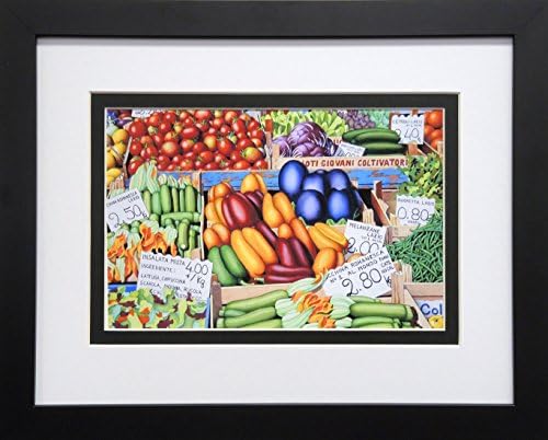 Vegetable Collage Food Kitchen Art Wall Decor Print 14x11.25 Black Frame