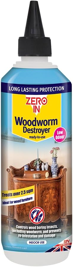Zero In Woodworm Destroyer 500ml Ready-to-Use Woodworm Termite Furniture Beetle
