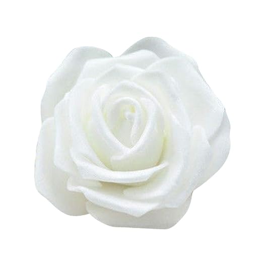 50pcs Corolle Rose De Mousse Tête De Fleur Artificielle Décoration Diy Jardin Maison Blanc