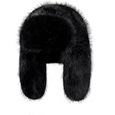 BSYLOO Luxurious Faux Mink Fur Ladies Trapper Hat，Pure Color Simplistic Women’s Winter Hat，Furry Ushanka Warm Hat
