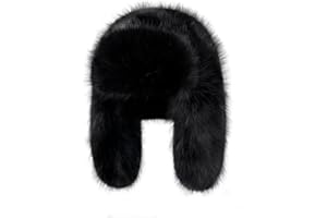 BSYLOO Luxurious Faux Mink Fur Ladies Trapper Hat，Pure Color Simplistic Women’s Winter Hat，Furry Ushanka Warm Hat