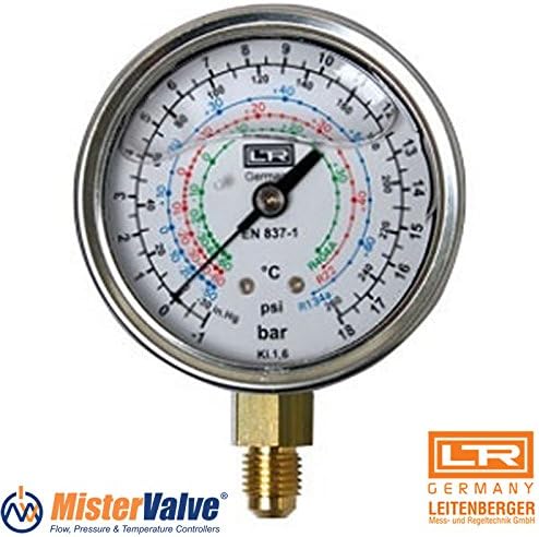 Leitenberger HVAC Pressure Gauge - Manometer - MGU with Glycerine 63 Diameter High Pressure ¼” SAE Back