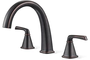 JABBOL Oil-Rubbed Bronze Roman Tub Faucet, Solid Brass Bathtub Faucet Set with Valve, 2-Handle Widespread Deck Mount Bathtub Faucets 3 Hole, High Flow Bath Tub Faucet Set with Hot & Cold Supply Lines