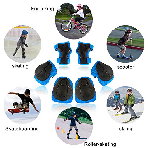 Knee Pads for Kids Toddler Knee Pads and Elbow Pads Set with Wrist Guards 3 in 1,Children Protective Gear Set for Skating Riding Cycling Biking Rollerblading Scooter(3-8 Years),Blue