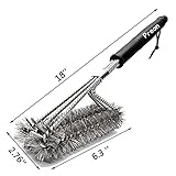 BBQ Grill Brush,Preon 18 Inches 3 In 1 Stainless Steel Best Barbecue Grill Cleaning Brush,Durable And Effective – 100% Rust Proof With Wire Bristles & Long Handle & Strength Clip