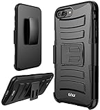 iPhone 7 Plus Case, E LV iPhone 7 Plus - Belt Swivel Clip / Kickstand - Dual Layer Armor Holster Defender Full Body Protective Case Cover for Apple iPhone 7 Plus - [BLACK]