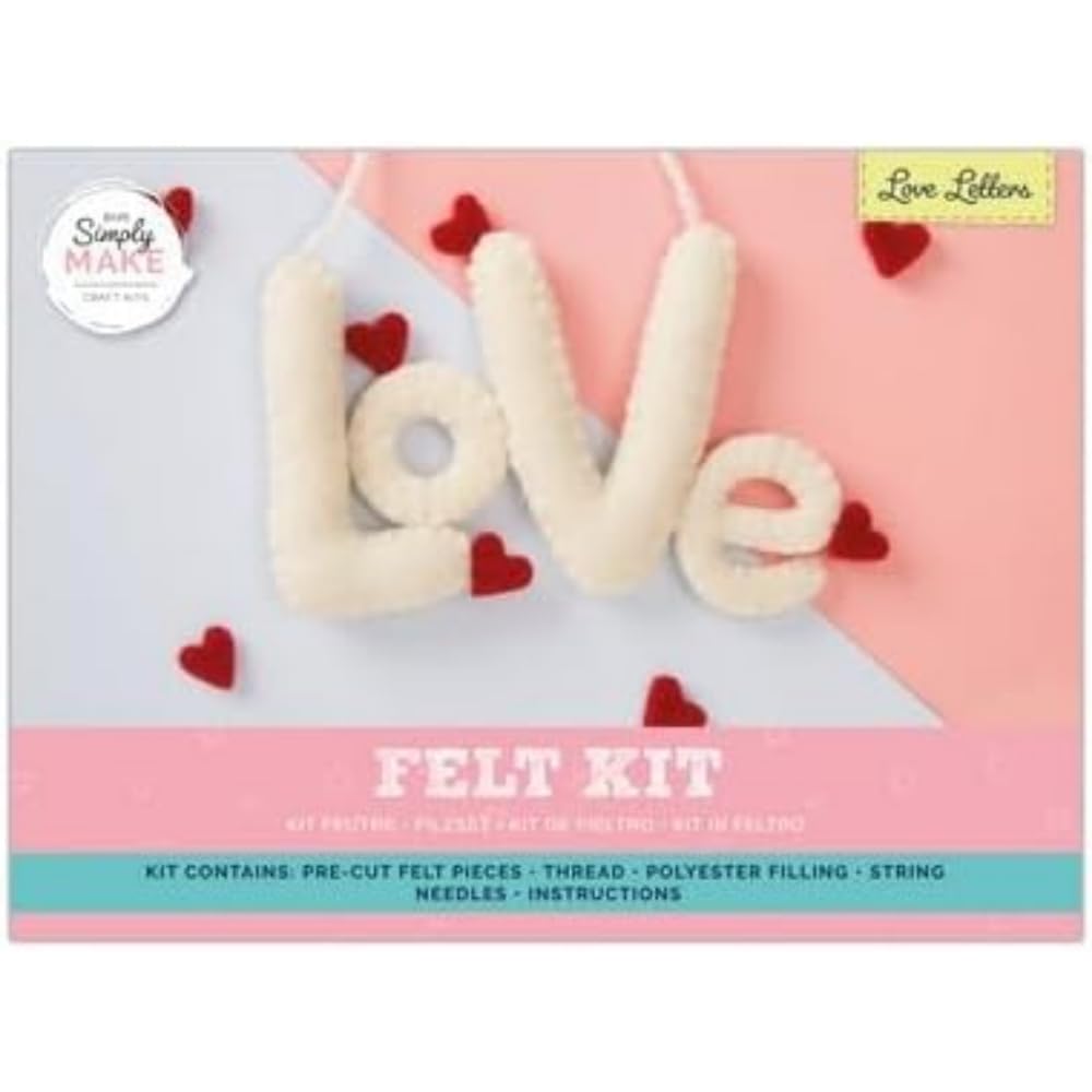 Simply Make Felt Love with Hearts, Felting Craft Making Kit for Adults and Older Kids, Make Lovely Decorations for Your Home, Kitchen Accessories, Felt Crafts Make A Great Present, Ideal Hobbies