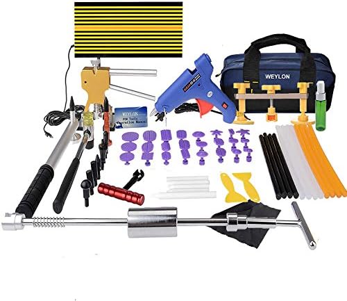 Weylon Paintless Dent Repair Pdr Dent Puller Kit Slide Hammer Kits Hail Repair Kit Medium Dent Repair PDR Kit (53pcs)
