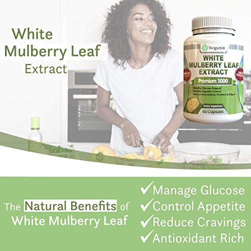 Pure White Mulberry Leaf Extract Premium Blood Sugar Control 1000mg | Natural Supplement for Weight Loss, Sugar Cravings & Crash Control | Non-GMO, No Fillers | 60 Veggie Capsules