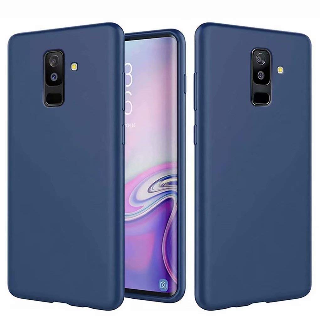 NiaCoCo Compatible with Samsung Galaxy A10 Ultra Thin Shockproof Liquid Silicone Phone Case Soft Gel Microfiber Rubber Stripe Protector Case (Blue)