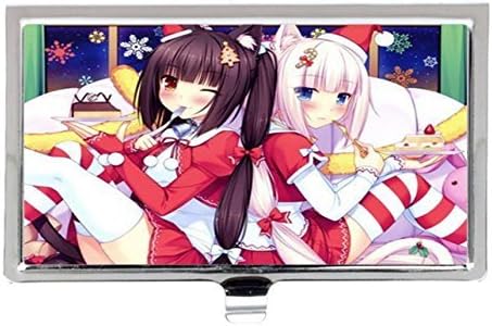 Cute Anime Girl Catgirl Wear Cartoon Christmas Stockings Custom Excellent Design Style Business Card Holder Card Aluminum Case