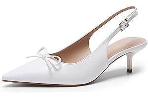 DREAM PAIRS Women's Slingback Kitten Heels Pumps Pointed Toe Bow Dress Shoes for Party Wedding