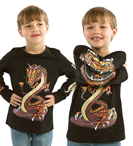 HearthSong Glow Wild Chompomorphous Children's T-Shirt Glow in The Dark Cotton Tee Dragon Size Youth 06