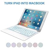 iPad Pro 12.9 inch Keyboard Cover with 7-Colors Backlight, Raydem Ultra Slim Wireless Bluetooth Keyboard Folio 130 Degree Multi-Angle with Auto Wake/Sleep for Apple iPad Pro 12.9 inch(All Versions)