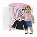Emily Rose 18 Inch Doll Clothes Closet | 18 Inch Doll Closet Armoire Wardrobe with Star Detail, Includes 5 Wooden Doll Clothes Hangers | Fits 18