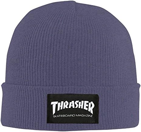 Dfkjgkjgfgj Thrasher Skateboard Magazine Printing Man's Beanie Ski Hat Custom Made Commemorative Edition Slouchy Wool Beanie NavyOne Size