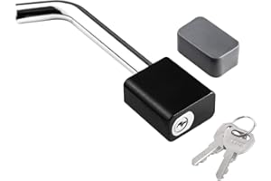 CZC AUTO Trailer Hitch Receiver Lock, Padlock Style and Swivel Head，Dia 5/8 Inch Bent Pin for Class III IV 2 2-1/2 Inch Recei