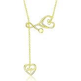 Progresssail Stethoscope Heart Necklace for Women Stainless Steel Nurse Heartbeat Necklace Medicine Lariat Y Necklace Medical Student Graduation Birthday Jewelry Present