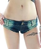 Yollmart Women's Low Rise Mini Denim Shorts Thong Cheeky Jeans Shorts