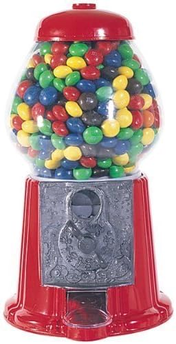 Medium Size 11" Metal and Glass Candy Gumball Machine, Red Color