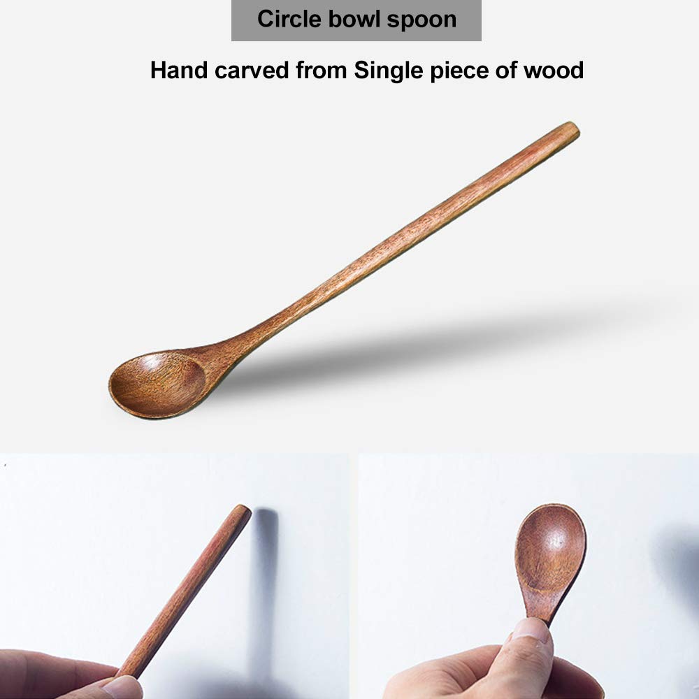 6 Pcs Small Wooden Spoons for Coffee Spoon Jars Tea Wood Teaspoons Tasting Spoon Set Mini Stirring Teaspoon Honey Tiny Mixing Table Stir Spoons for Powder Dessert Kitchen Eating Utensil