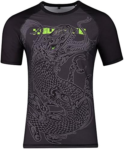 XSURVIVE neon dragon rash guard t-shirts for fitness, running and martial arts (XL)