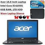 Acer Aspire E5 15.6 Inch Laptop with Woov Sleeve (Intel Core i5-6200U, 6GB DDR3, 1TB HDD, DVDRW, Bluetooth 4.1, Windows 10 Home, Black)