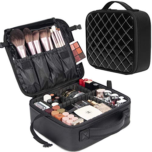 Makeup Bag,WDLHQC Travel Makeup Organizers and Storage Case,Portable Make up Bag Organizer Cosmetic Train (Black) - Thumbnail 7